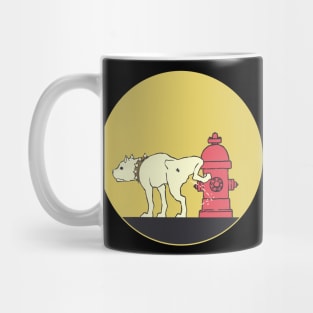 Funny Pitbull Dog Peeing Retro Sunset Vintage Colors Mug